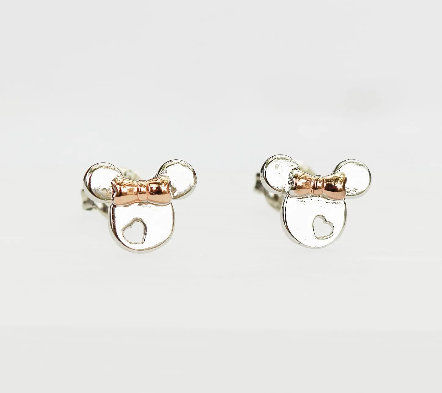 silver earrings for girls, rose gold plated 925 Sterling Silver small tiny cute Mouse stud earrings for women girls kids, birthday Gift