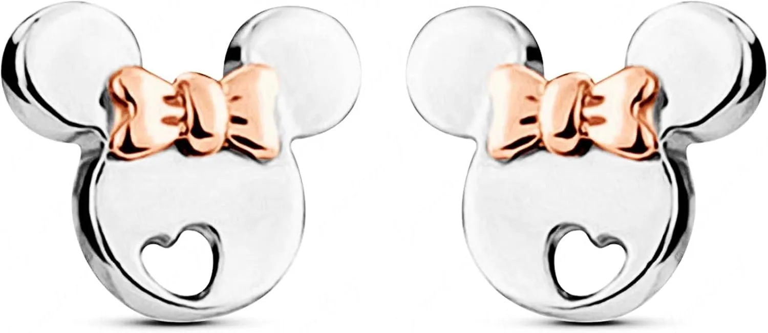 silver earrings for girls, rose gold plated 925 Sterling Silver small tiny cute Mouse stud earrings for women girls kids, birthday Gift