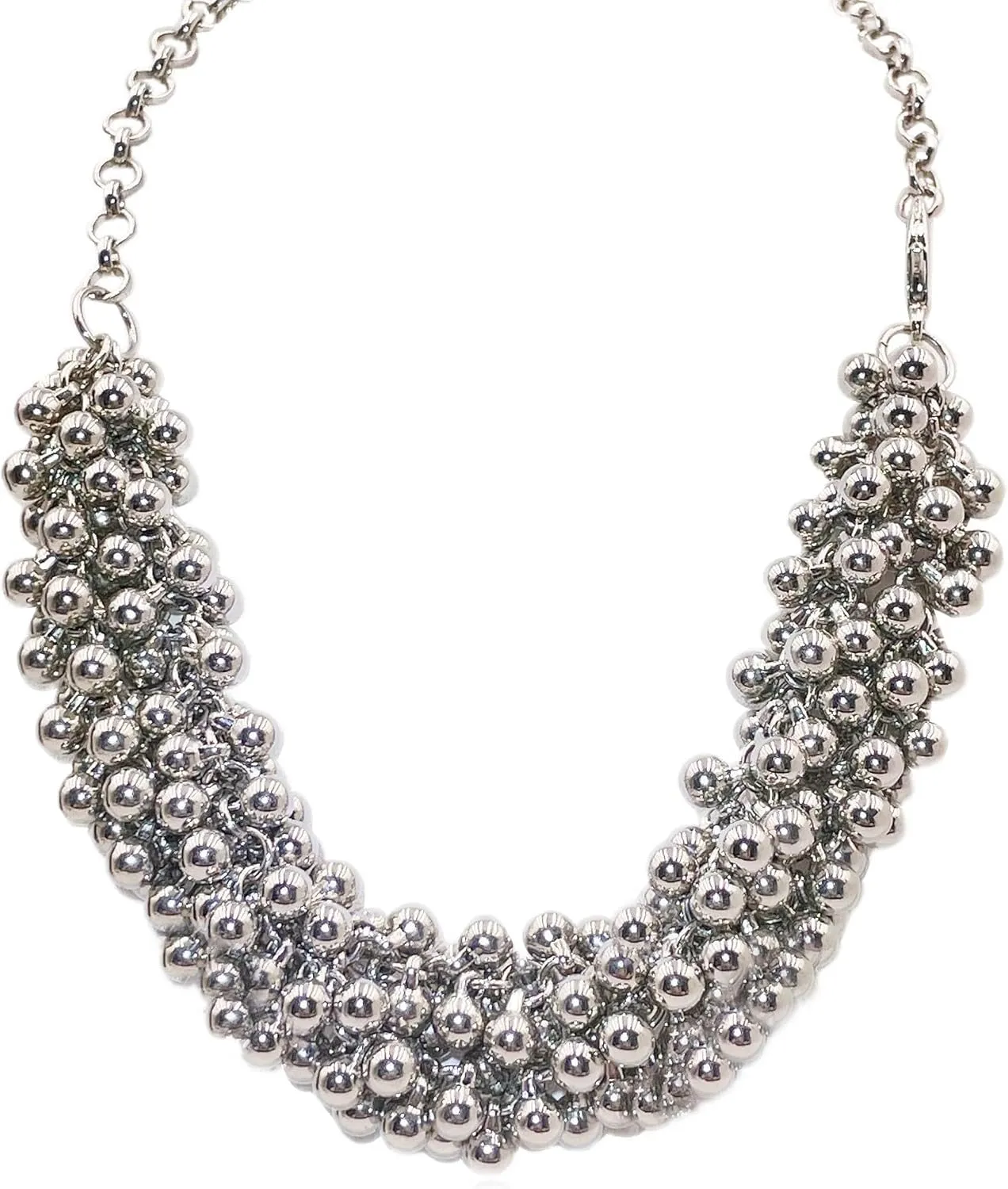 Silver Plated Beaded Necklaces for Women Trendy Layered Choker Necklace Dainty Non Tarnish Statement Necklace Fashion Jewelry Gifts