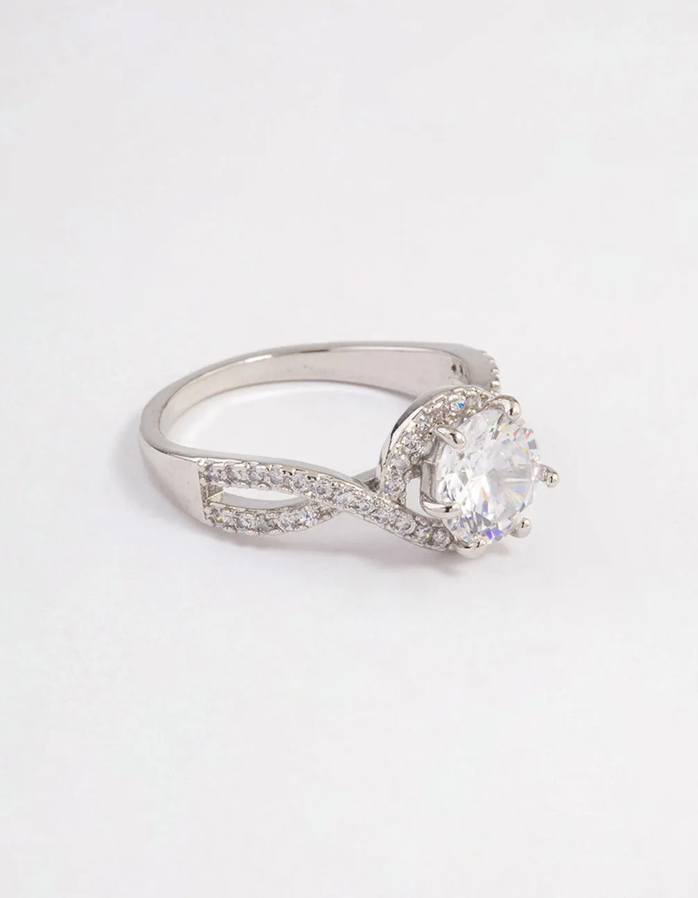 Silver Round Infinity Halo Ring