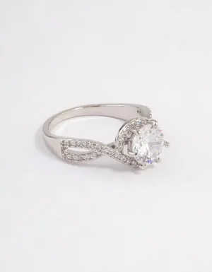 Silver Round Infinity Halo Ring