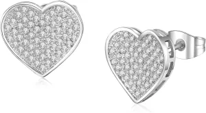 Silver Stud Earrings for Men with Heart Shaped White Gold Plated Earrings Hypoallergenic Cubic Zirconia Earring Studs Fashion Mens Jewelry Gift