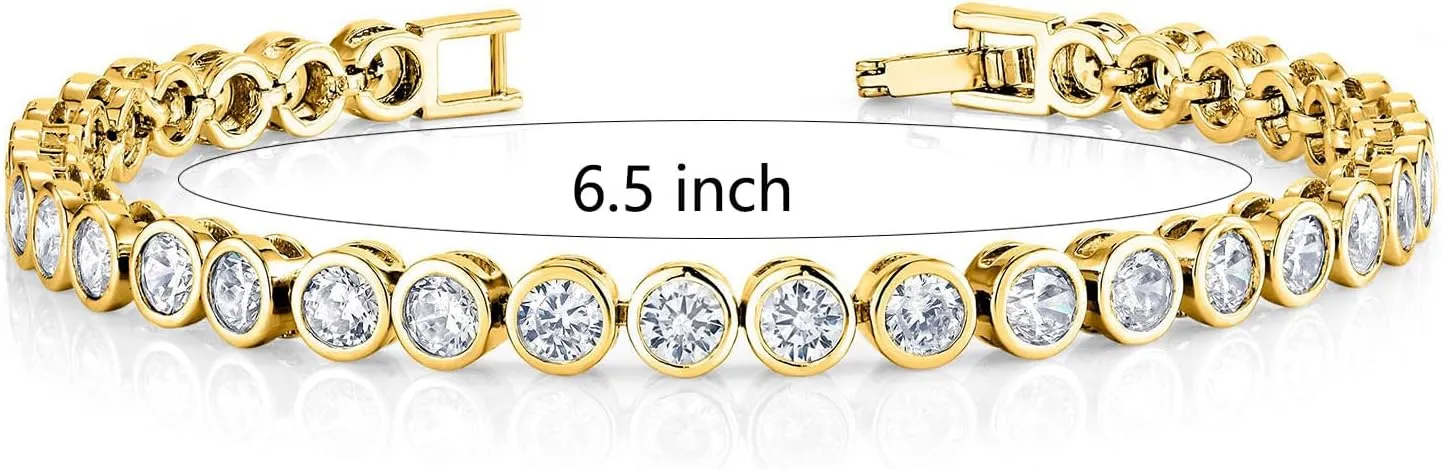 Silver Tennis Bracelets for Women Cubic Zirconia Bracelet Silver Gold Wedding Jewelry Cz Bezel Tennis Iced Out Bracelet Set Bling Jewelry Women Gifts