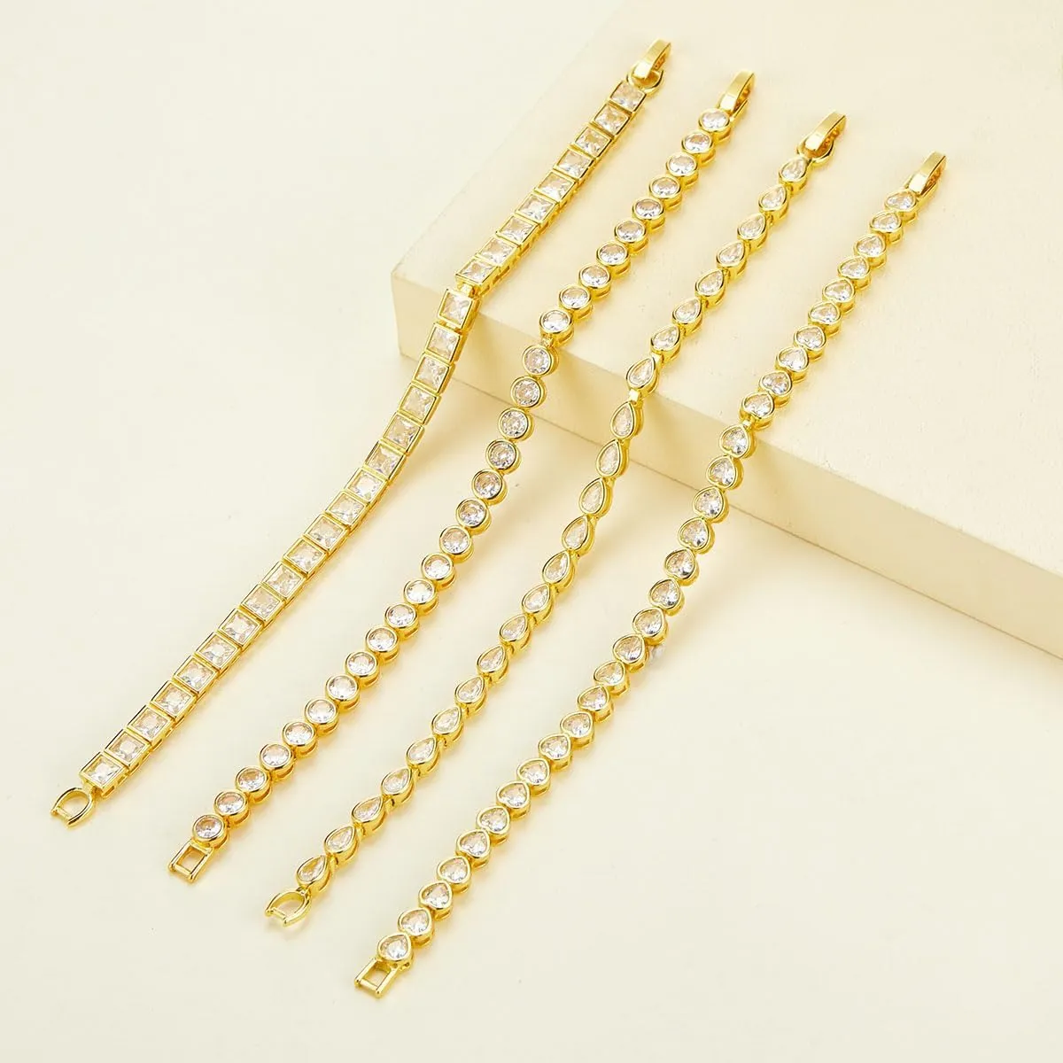 Silver Tennis Bracelets for Women Cubic Zirconia Bracelet Silver Gold Wedding Jewelry Cz Bezel Tennis Iced Out Bracelet Set Bling Jewelry Women Gifts