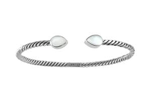 Silver Twisted Pear Mother of Pearl Cuff