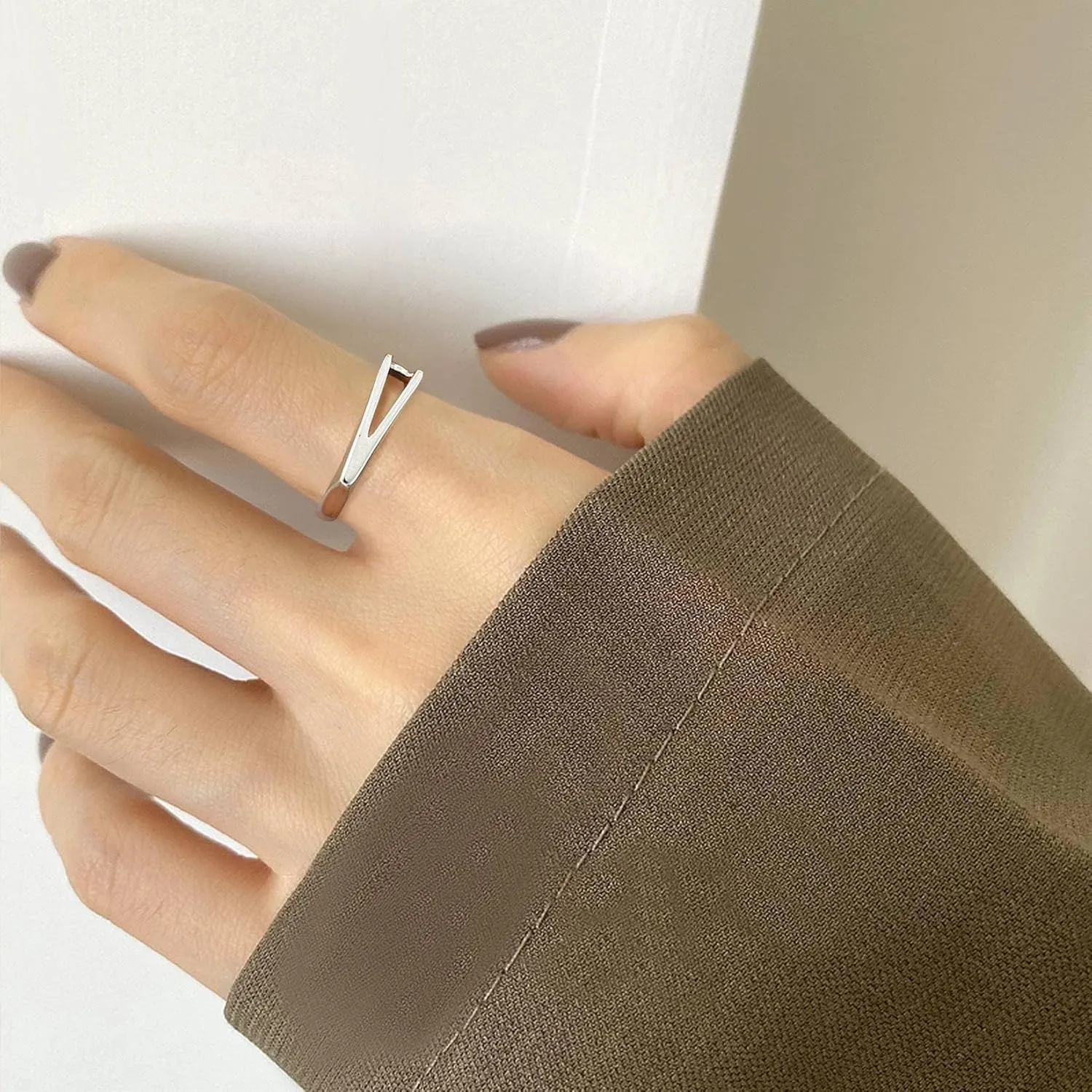 SILVERCUTE 925 Sterling Silver Initial Rings for Women,Adjustable Capital Letter Ring Hypoallergenic,Minimalist 925 Silver Rings for Mother Daughter