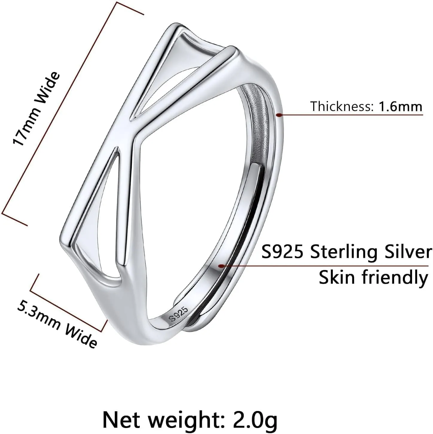 SILVERCUTE 925 Sterling Silver Initial Rings for Women,Adjustable Capital Letter Ring Hypoallergenic,Minimalist 925 Silver Rings for Mother Daughter