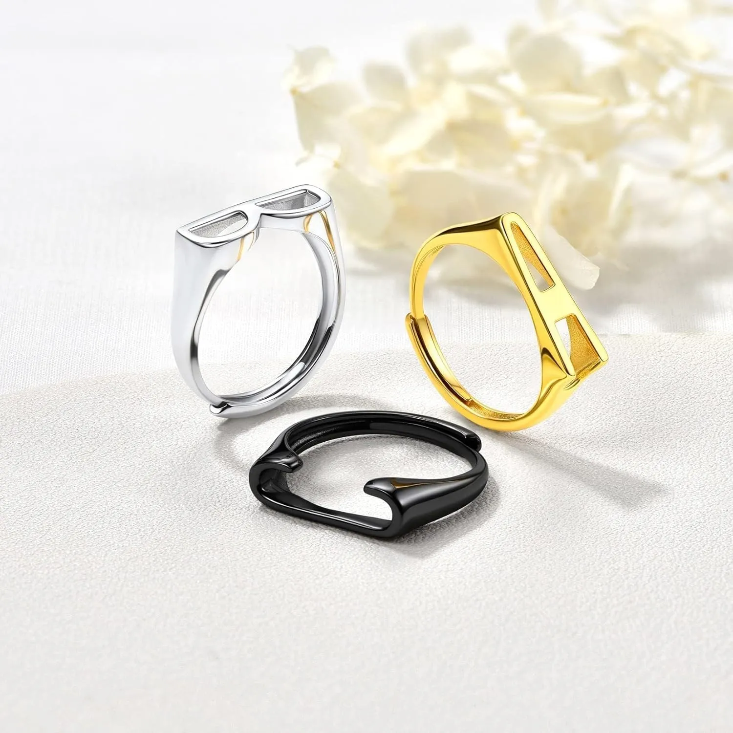 SILVERCUTE 925 Sterling Silver Initial Rings for Women,Adjustable Capital Letter Ring Hypoallergenic,Minimalist 925 Silver Rings for Mother Daughter