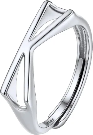 SILVERCUTE 925 Sterling Silver Initial Rings for Women,Adjustable Capital Letter Ring Hypoallergenic,Minimalist 925 Silver Rings for Mother Daughter