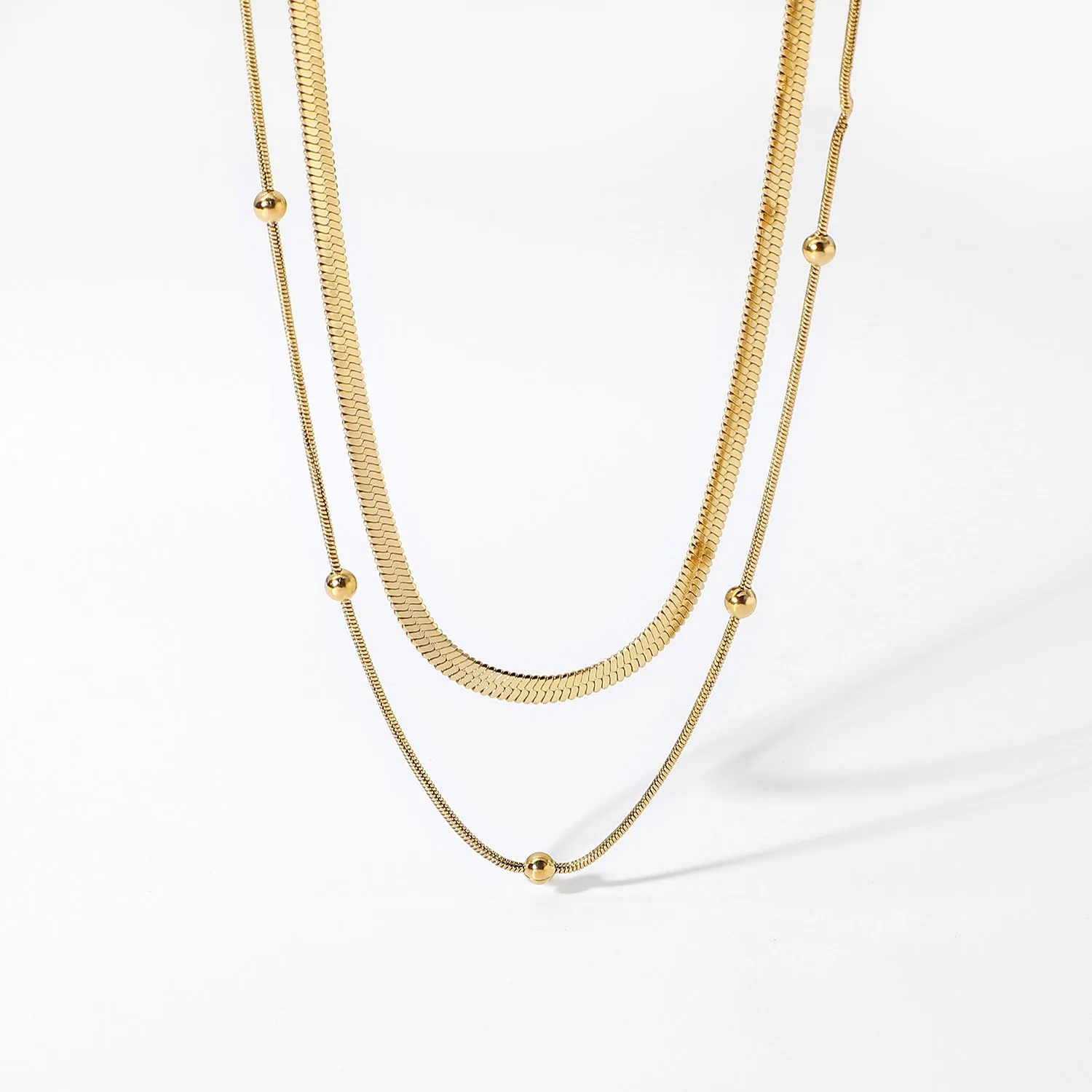 SISSLIA New Fashion Overlay Stainless Steel Collar 14K Gold-Plated Round Snake Chain for Women