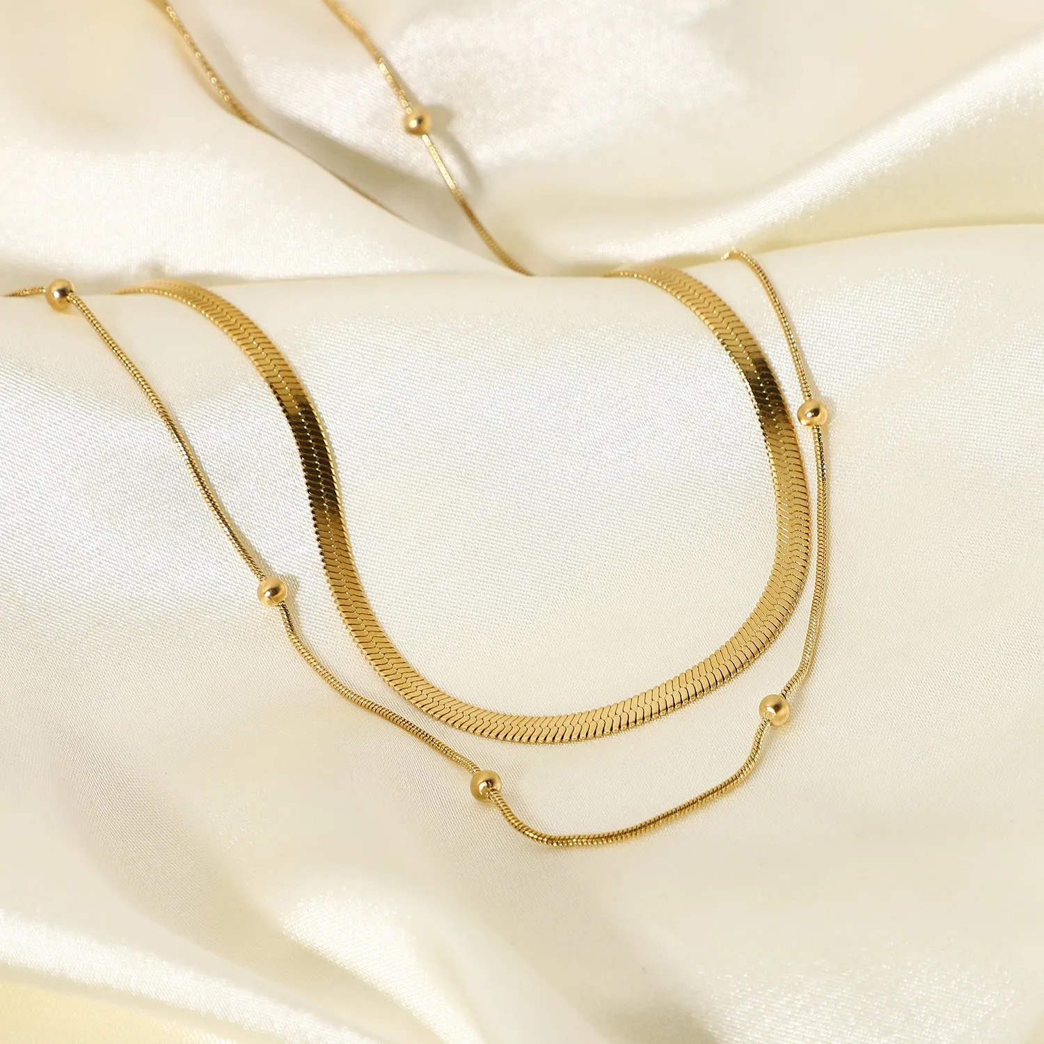 SISSLIA New Fashion Overlay Stainless Steel Collar 14K Gold-Plated Round Snake Chain for Women
