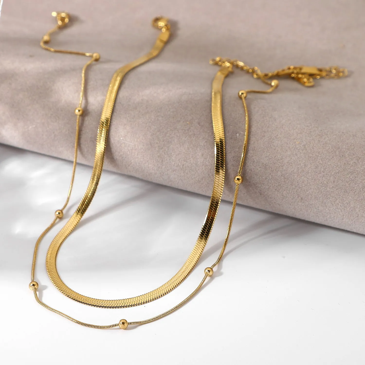 SISSLIA New Fashion Overlay Stainless Steel Collar 14K Gold-Plated Round Snake Chain for Women