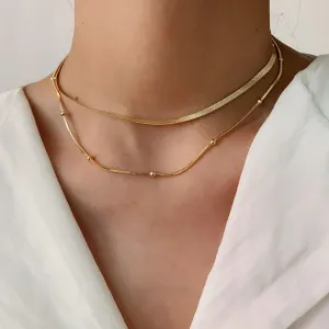 SISSLIA New Fashion Overlay Stainless Steel Collar 14K Gold-Plated Round Snake Chain for Women