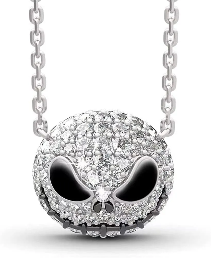Skull Necklace for Women Nightmare Before Christmas Pendants Princess Anniversary Promise Gift for Women