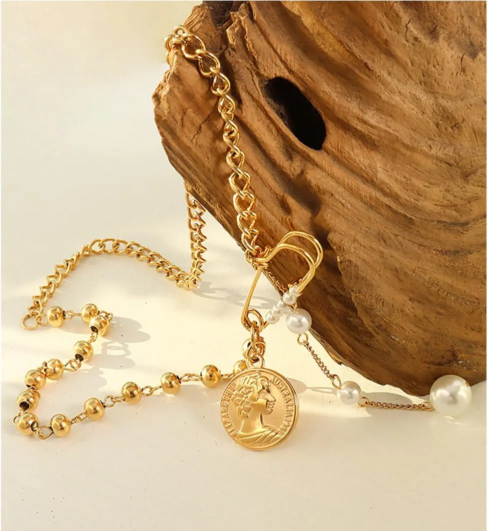 Small Gold Pearl Necklace Choker 3mm Handpicked Pearl 18K Gold Plated Bead Ball Chain Dainty Jewelry Gifts for Women Girls