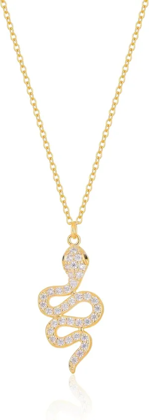 Snake Necklace 14k Gold Plated Snake Pendant Necklaces Cubic Zirconia Serpent Snake Jewelry Dainty Gold Necklace for Women Trendy