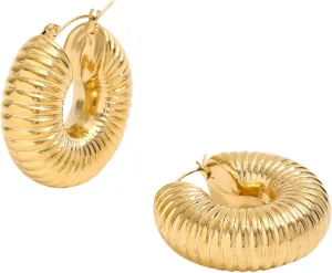 SOAR 18K Gold Plated Snail Hollow Hoop Earrings for Women  Stainless Steel Chunky Hypoallergenic Earrings  Trendy Statement Fashion Jewelry for Everyday or Gift