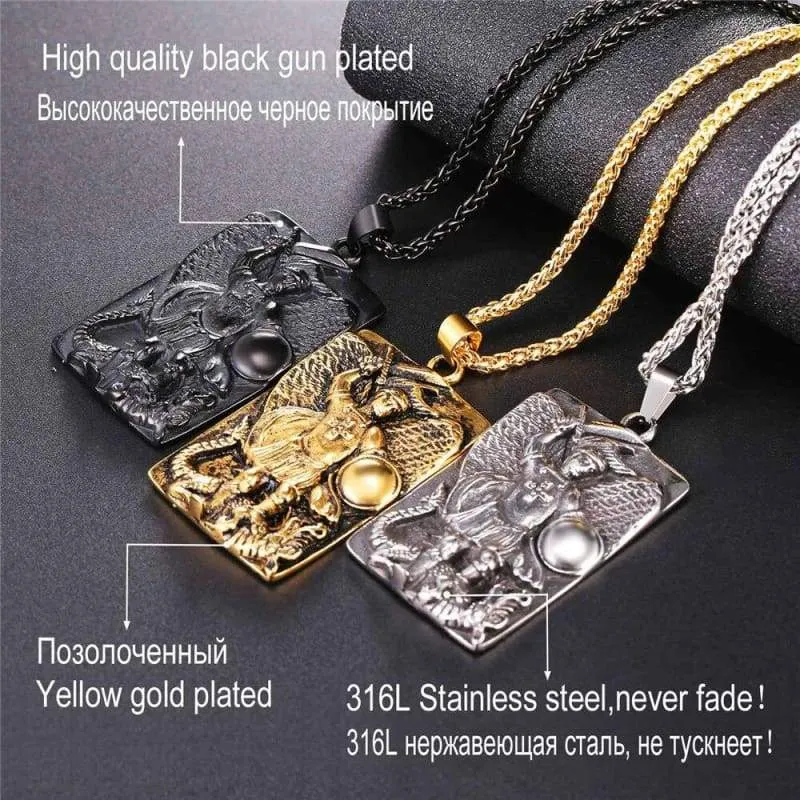 St Michael The Archangel Prayer Pendant Necklace Stainless Steel/Gold Color Medal Necklace Blessing Gift For Men/Women GP2570