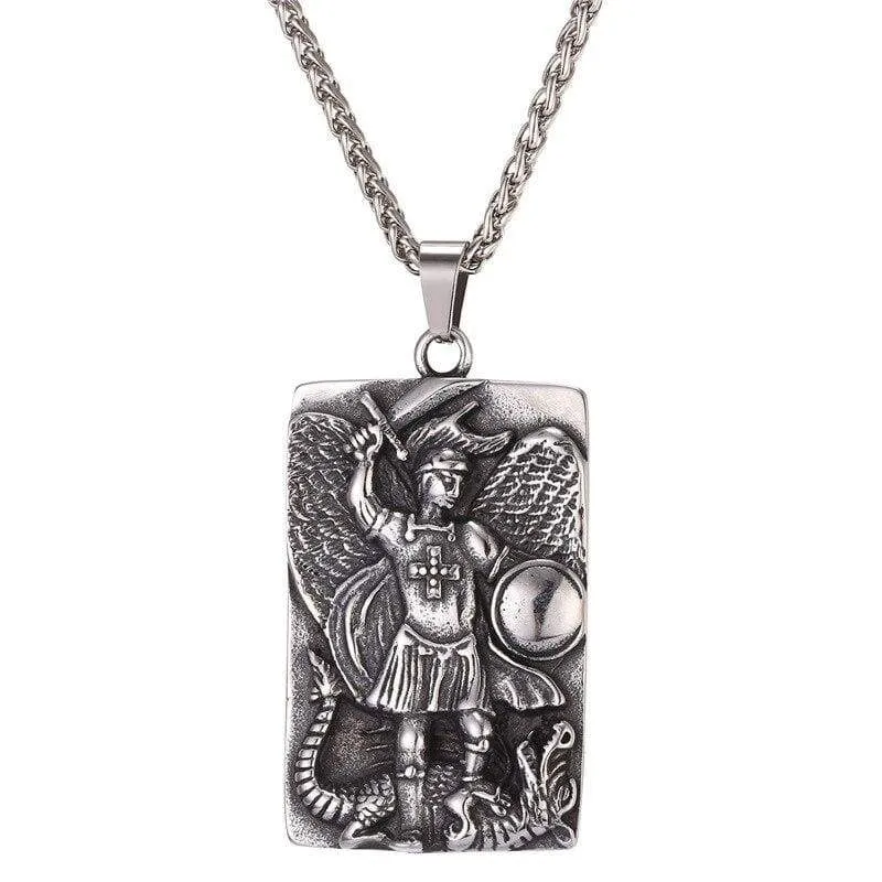 St Michael The Archangel Prayer Pendant Necklace Stainless Steel/Gold Color Medal Necklace Blessing Gift For Men/Women GP2570