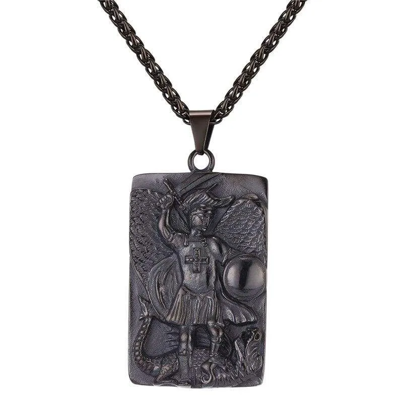 St Michael The Archangel Prayer Pendant Necklace Stainless Steel/Gold Color Medal Necklace Blessing Gift For Men/Women GP2570
