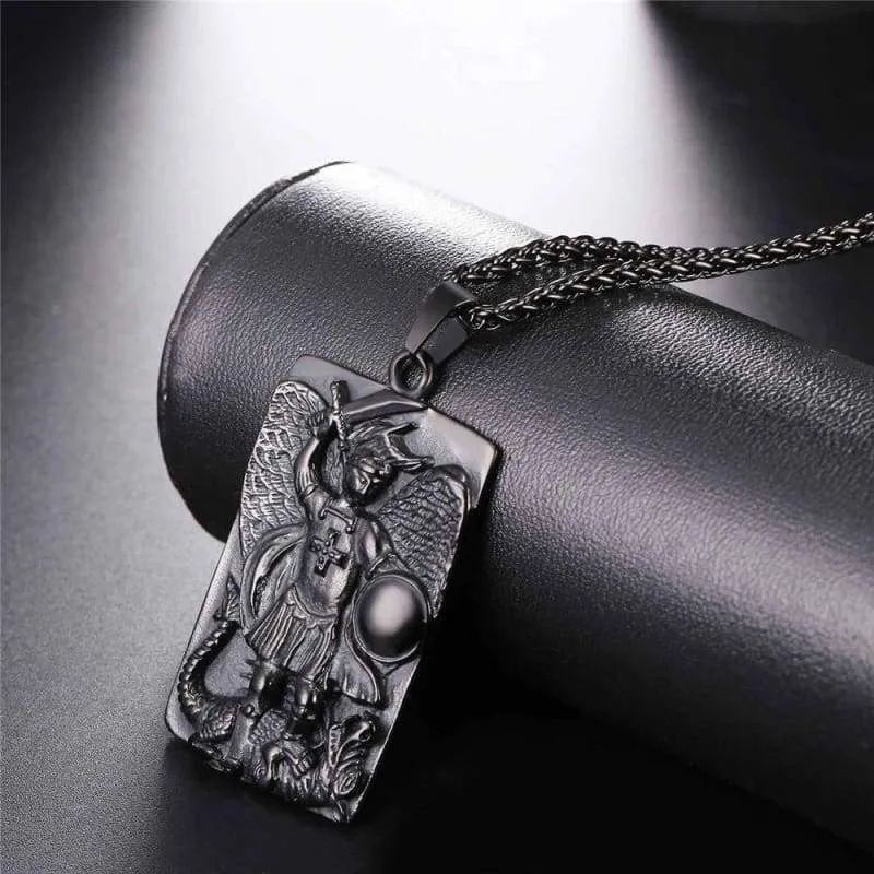 St Michael The Archangel Prayer Pendant Necklace Stainless Steel/Gold Color Medal Necklace Blessing Gift For Men/Women GP2570