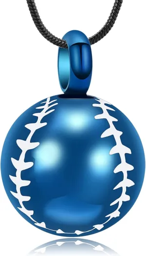 Stainless Steel 20mm Baseball Memorial Urn Jewelry Pendant Hold Cremation keepsake necklace for ashes