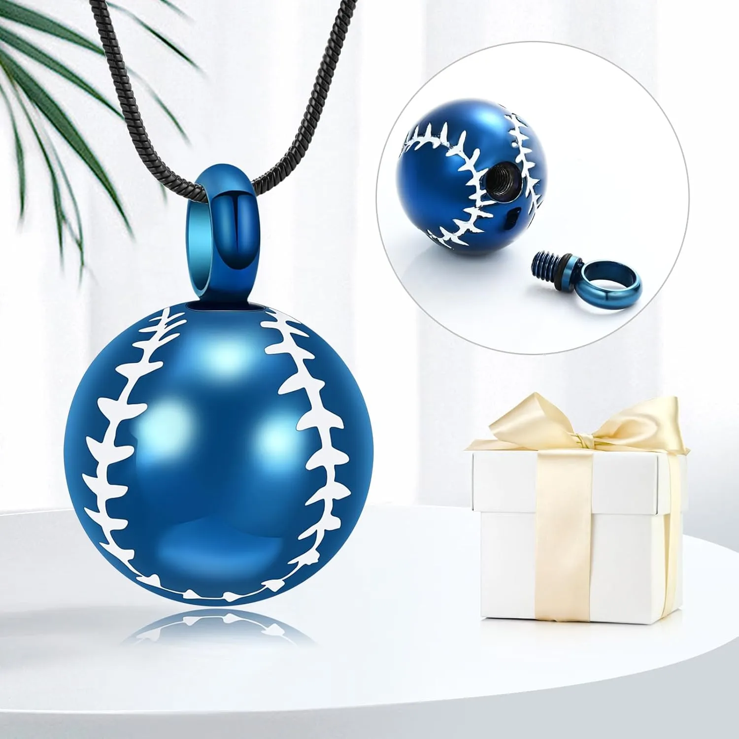 Stainless Steel 20mm Baseball Memorial Urn Jewelry Pendant Hold Cremation keepsake necklace for ashes