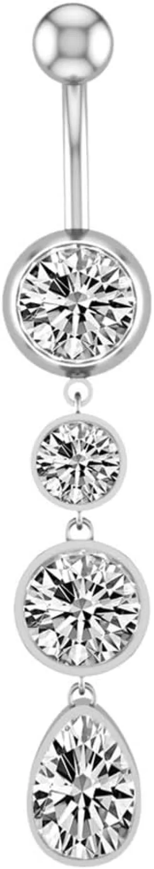 Stainless Steel Belly Button Barbell Navel Ring Body Jewelry (Silver or Rose Gold)