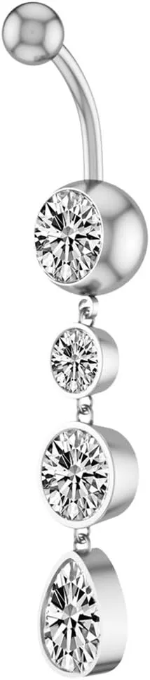 Stainless Steel Belly Button Barbell Navel Ring Body Jewelry (Silver or Rose Gold)