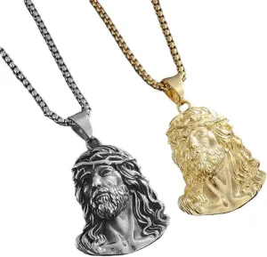 Stainless Steel Christ Jesus Men's Pendant Polished Vacuum Electroplated Ys Head Portrait Pendant, As Pic