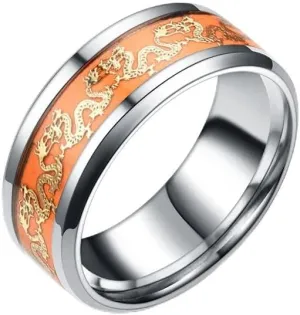 Stainless Steel Glow in The Dark Luminous Dragon Ring Wedding Band Eternity Promise Ring for Women Men