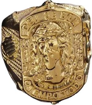 Stainless Steel Gold Plated Jesus Figure Religious Faith Fe Letter Prayer Ring for Men