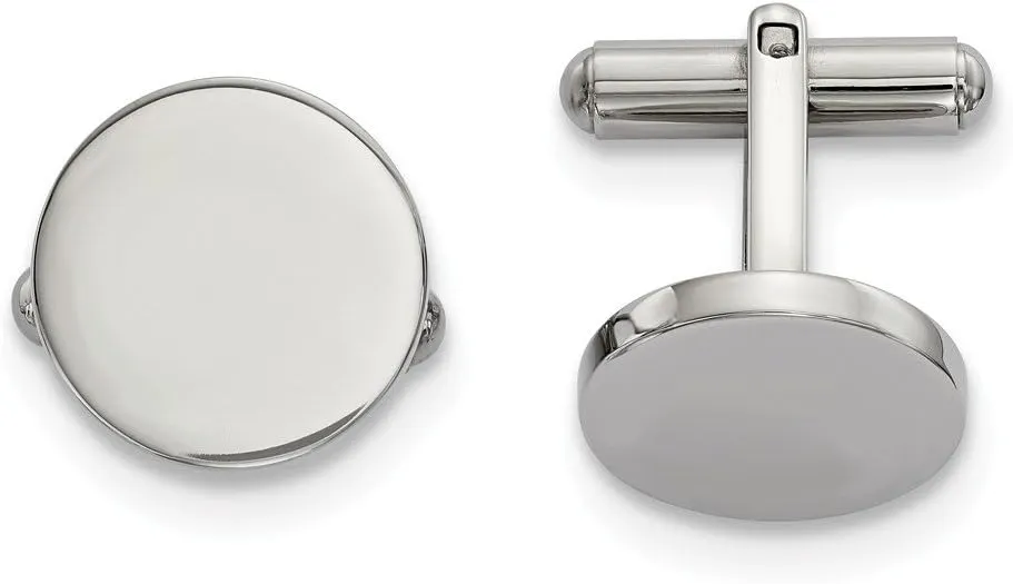 Stainless Steel Polished Circle Cufflinks