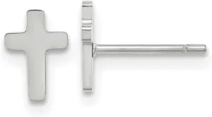Stainless Steel Polished Religious Faith Cross Earrings 8x5.5mm Wide Stud Earring for Women