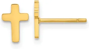 Stainless Steel Polished Yellow Ip Plated Religious Faith Cross Earrings 8x5.5mm Wide Stud Earring for Women