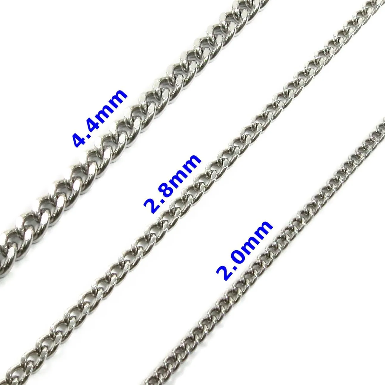 Stainless Steel Simple Thin Curb Chain Men Necklace 2mm