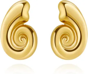 Statement Gold Plated Shell Texture Ear Stud Earrings for Women,Seashell Stainless Steel Hypoallergenic Earrings Irregular Geometric Minimalist Beachy Earrings Trendy Jewelry