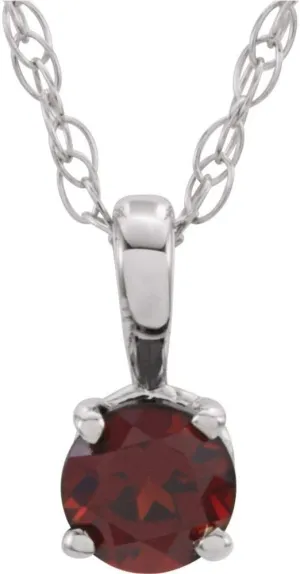 Sterling Silver 3mm Round Shape Imitation Mozambique Garnet Small Birthstone Choker Necklace Fine Jewelry for Women Gifts for Her (7x3.2mm), 14"