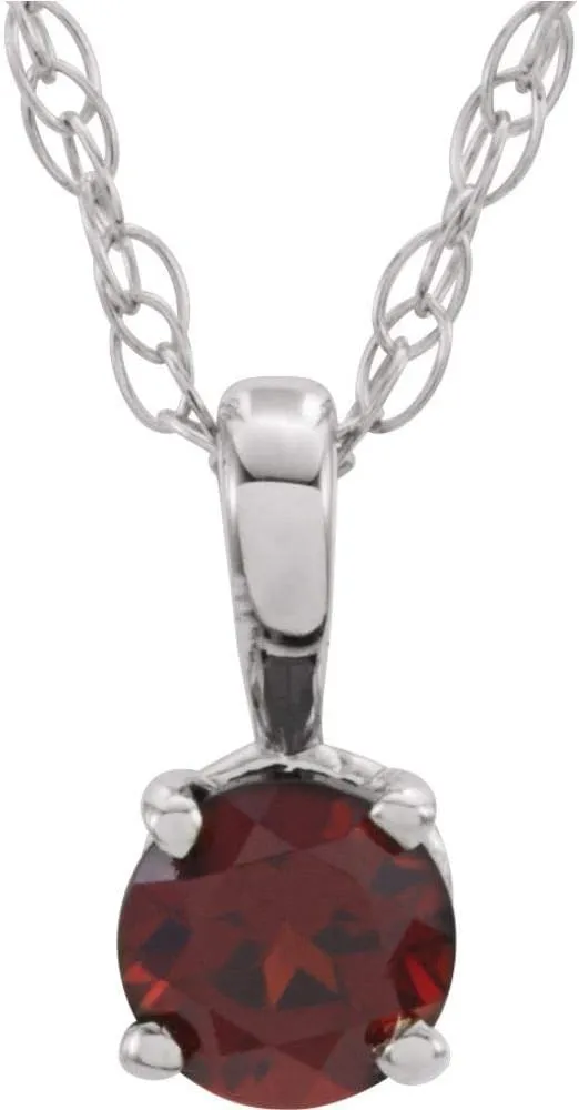 Sterling Silver 3mm Round Shape Imitation Mozambique Garnet Small Birthstone Choker Necklace Fine Jewelry for Women Gifts for Her (7x3.2mm), 14"