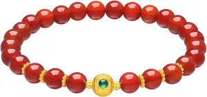 Sterling Silver Bracelets Red Aagte Bracelet Prayer Beads Charm Bracelet Natural Gemstone Healing Jewelry Stretch Bracelet for Women Mom Lover Birthday Aniversary 6.7inch/17cm