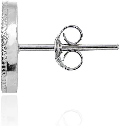 Sterling Silver Cubic Zirconia Round Polished Disc 11mm Small Button Stud Earrings