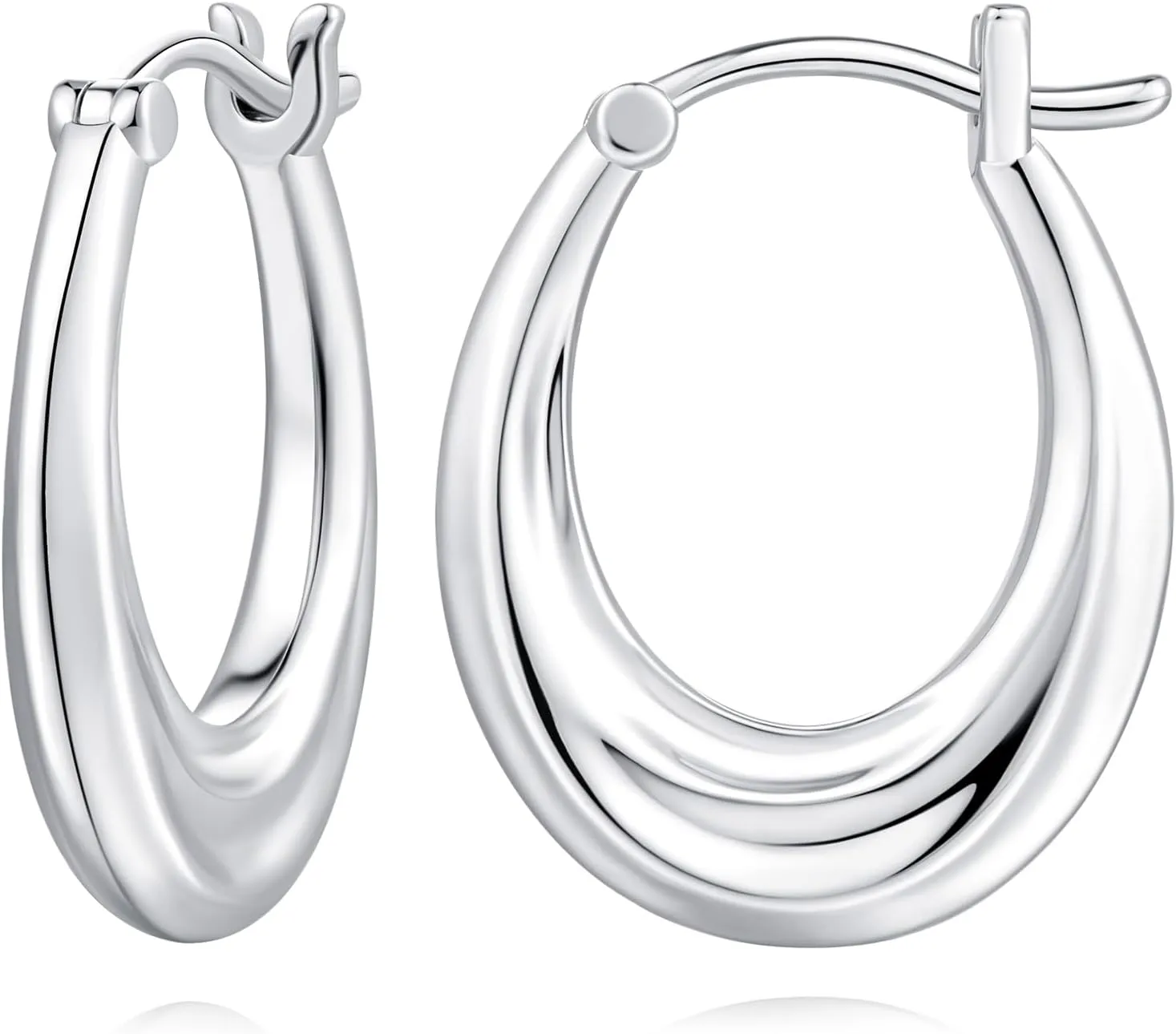 Sterling Silver Hoop Earrings for Women Small Silver Hoop Earrings Well-polished Thick Chunky Silver Hoops Dainty & Hypoallergenic Earrings
