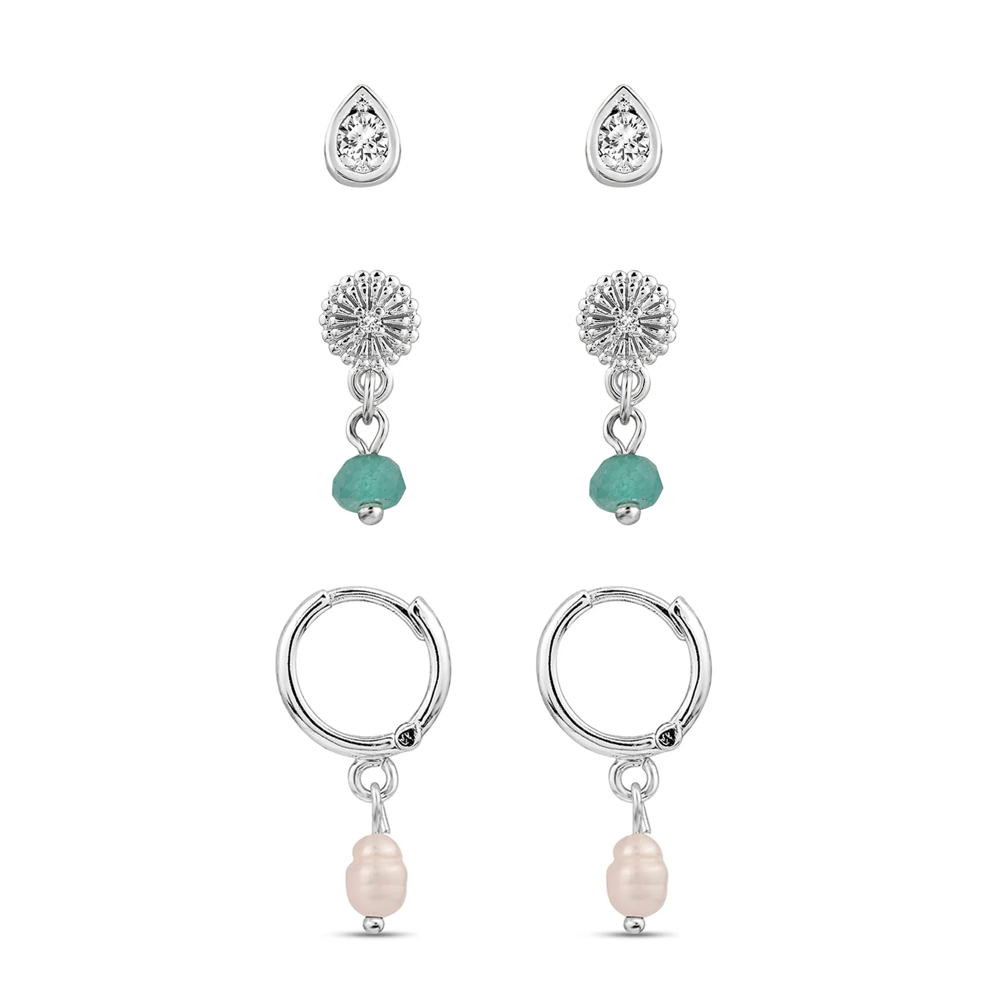 Sterling Silver-Plated Cubic Zirconia Earrings
