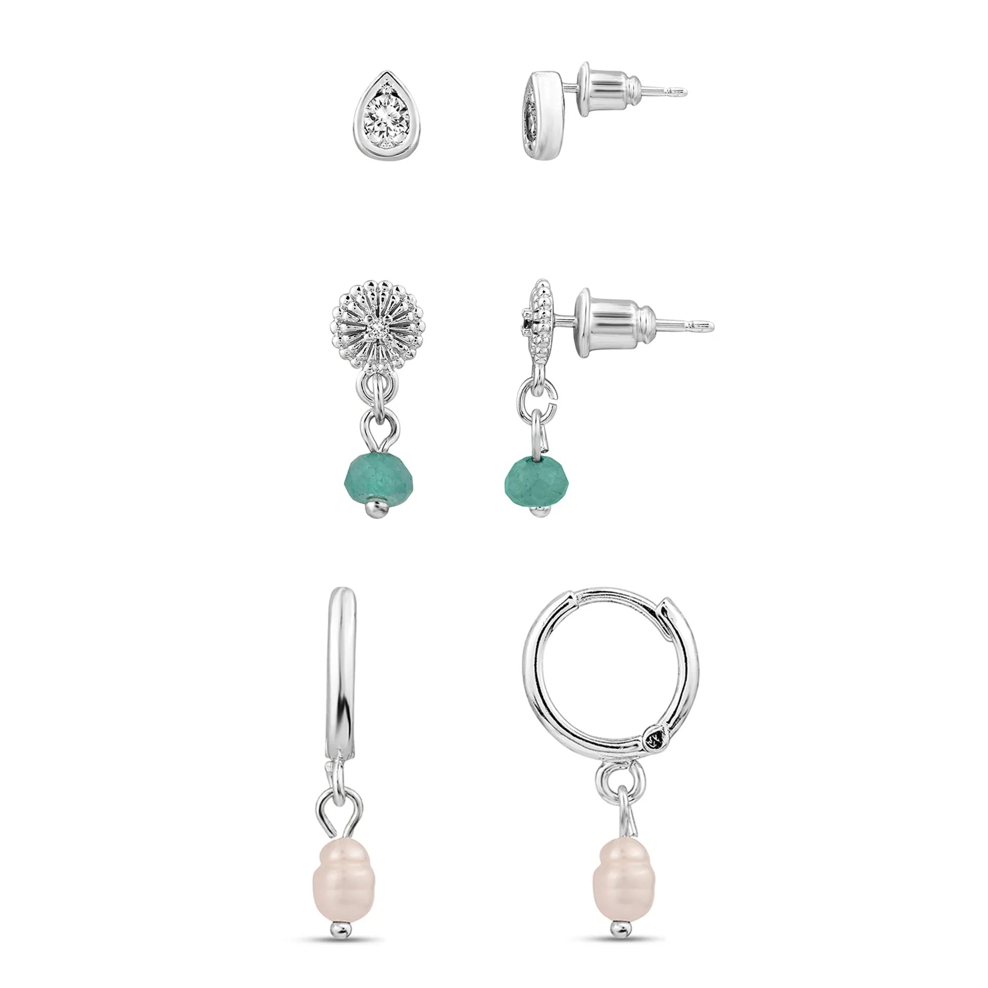 Sterling Silver-Plated Cubic Zirconia Earrings