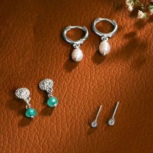 Sterling Silver-Plated Cubic Zirconia Earrings
