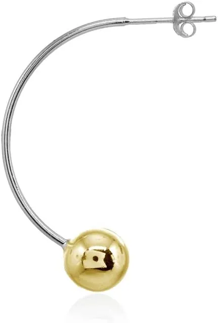 Sterling Silver Polished Curved Bead Dainty Fashion Earrings, 6mm, 8mm or 10mm