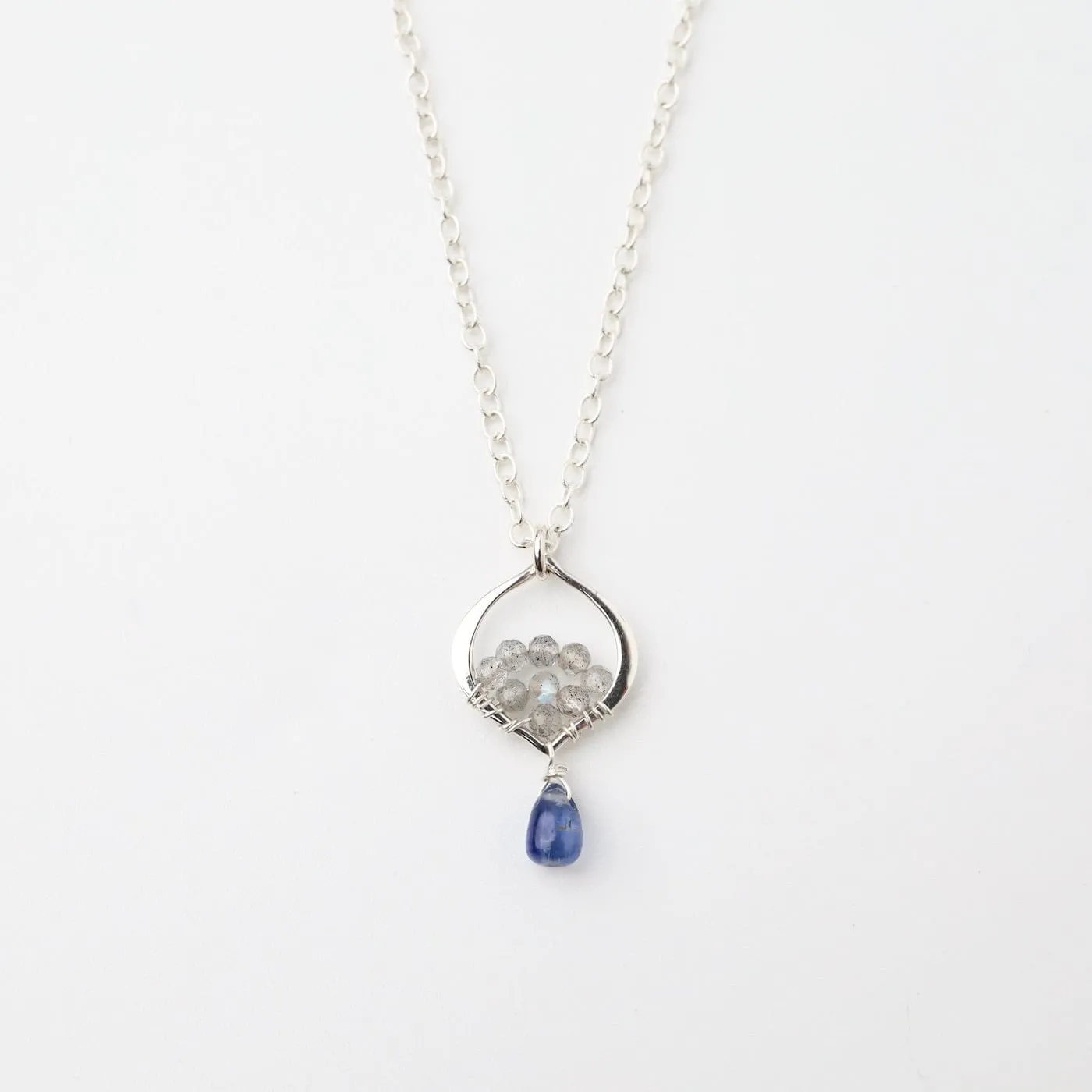 Sterling Silver Tiny Arabesque with Kyanite & Labradorite Necklace