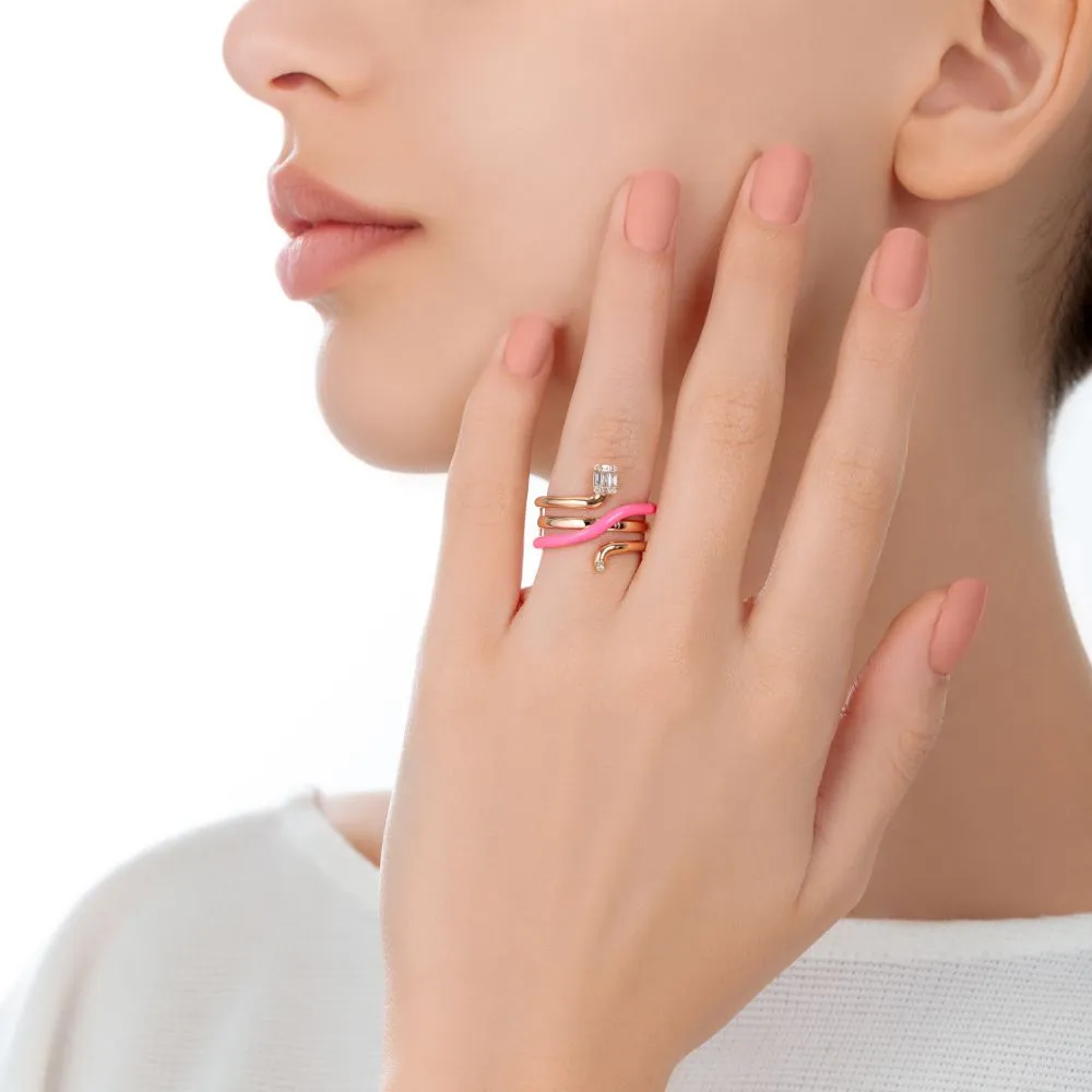 Sukar Ring Neon Pink Ceramic Enamel