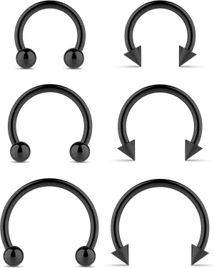 Surgical Steel Septum Rings 14g 16g - Lip Ring Smiley Piercing Hoop For Cartilage Earrings Daith Helix Conch - Eyebrow Nipple Circular Horseshoe 14 Gauge Septum Ring Piercing - Nose Septum Jewelry Pack