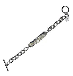 Susan Shaw Silver Bar w/White Freshwater Pearl Bracelet